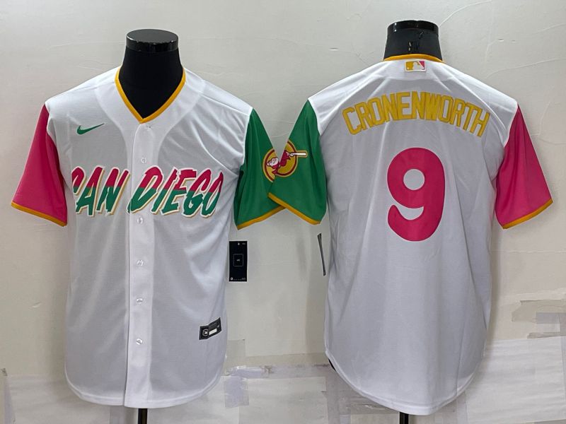 Men San Diego Padres 9 Cronenworth White City Edition Game Nike 2022 MLB Jersey